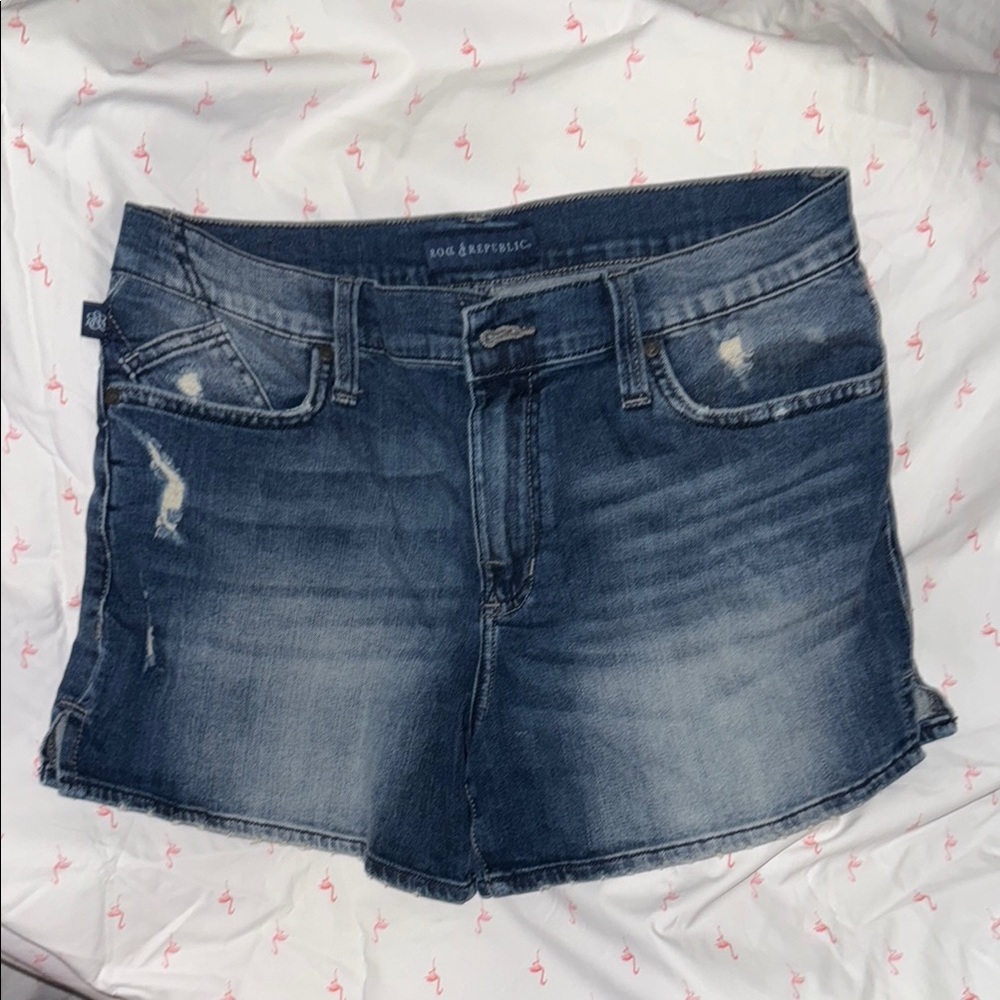 Rock & Republic Blue Distressed Denim Shorts
